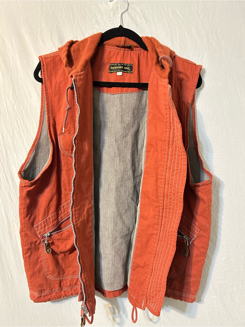 Newport Bay Men's Rust Orange Hooded Utility Vest Large - Picture 2 of 8
